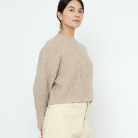 Striped Ribbed Mockneck - FW25 - Taupe Sand