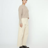 Striped Ribbed Mockneck - FW25 - Taupe Sand