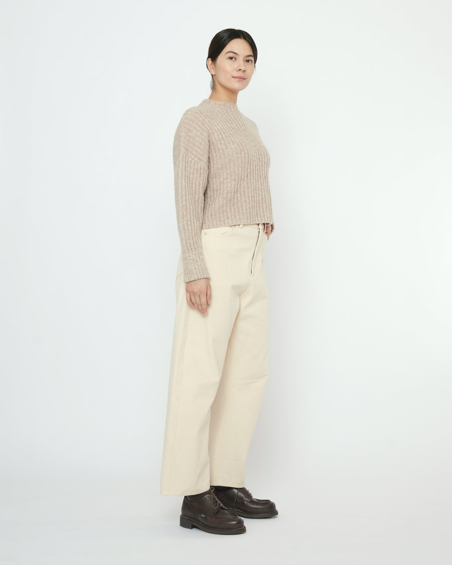 Striped Ribbed Mockneck - FW25 - Taupe Sand