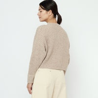 Striped Ribbed Mockneck - FW25 - Taupe Sand