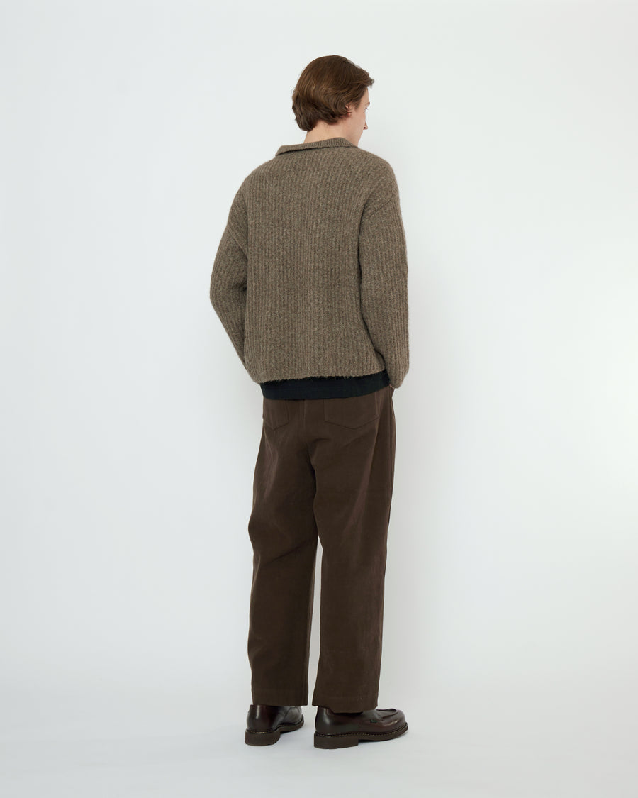 Collared V-Neck Jumper - FW25 - Light Umber