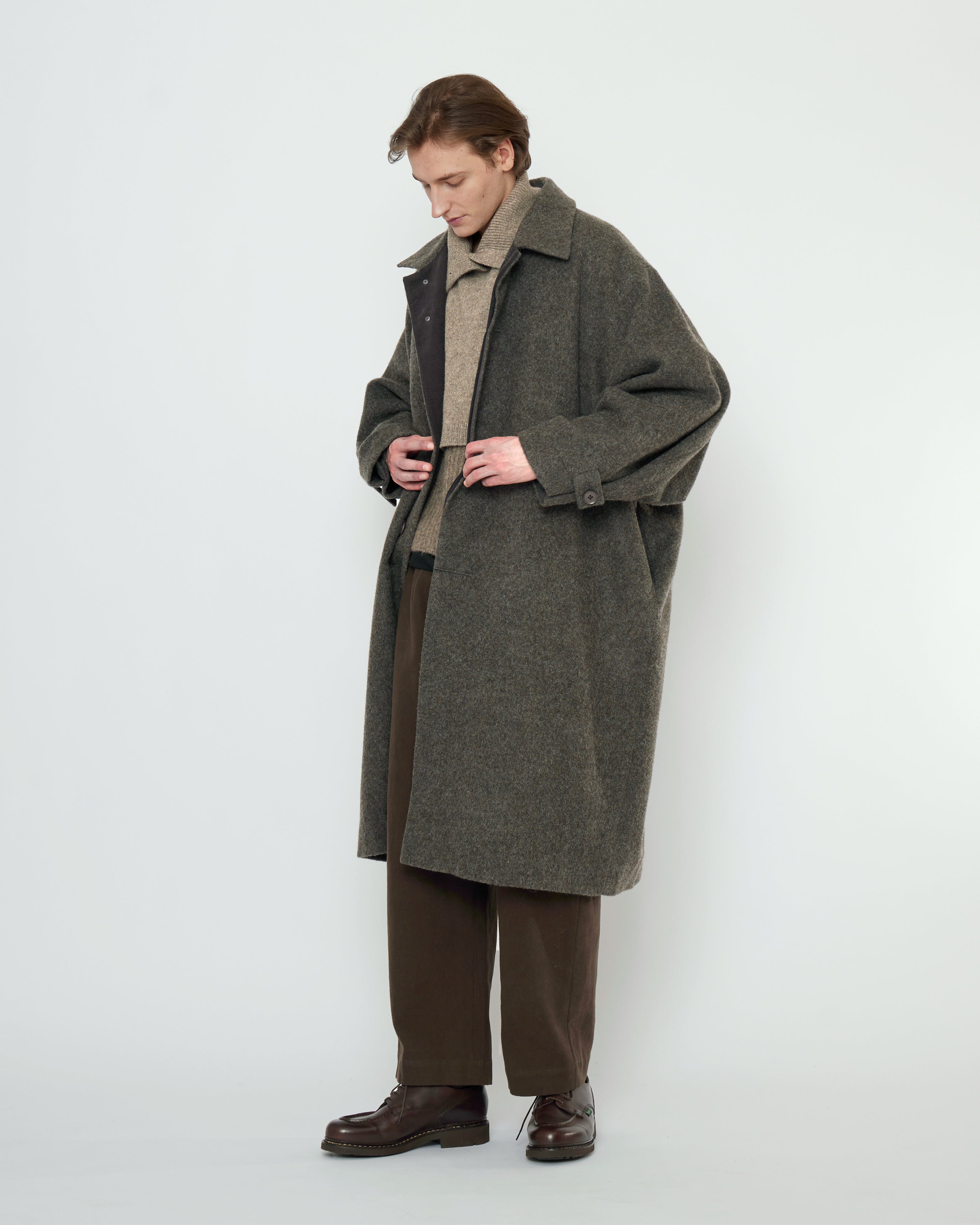 Cuffed Wool Coat - FW25 - Heathered Pebble