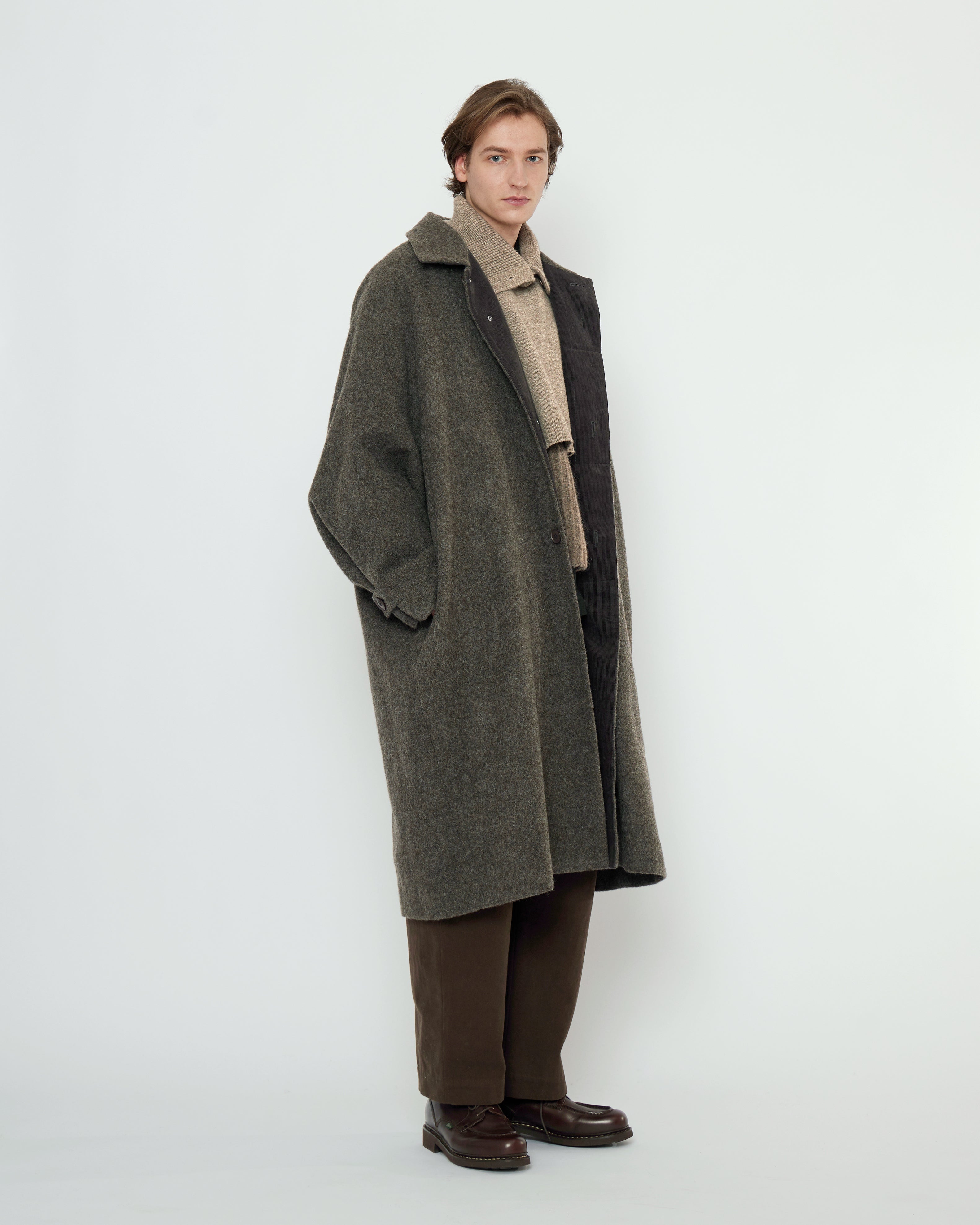 Cuffed Wool Coat - FW25 - Heathered Pebble