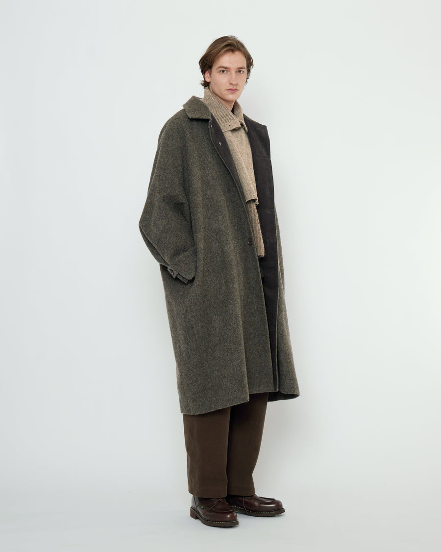 Cuffed Wool Coat - FW25 - Heathered Pebble