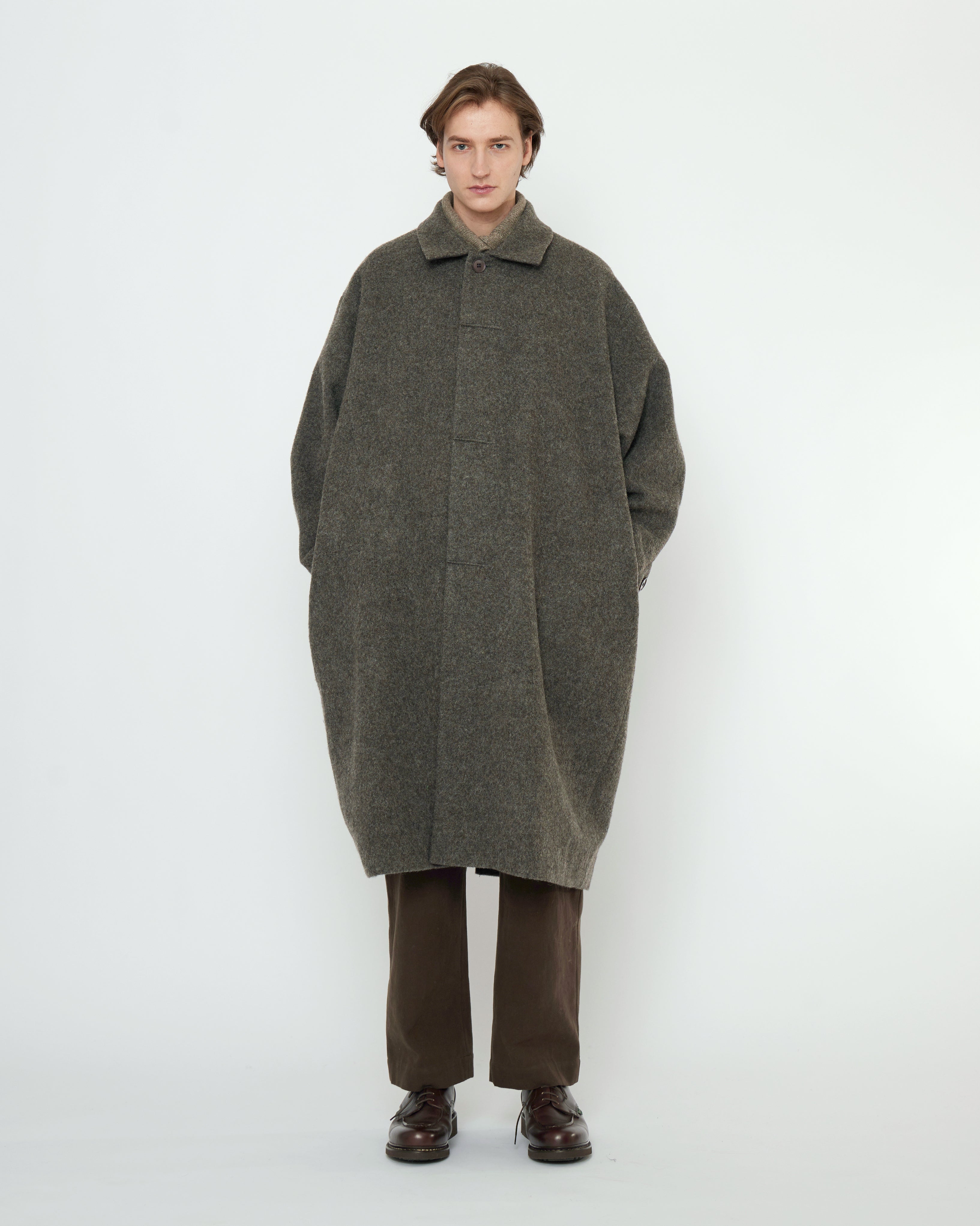 Cuffed Wool Coat - FW25 - Heathered Pebble