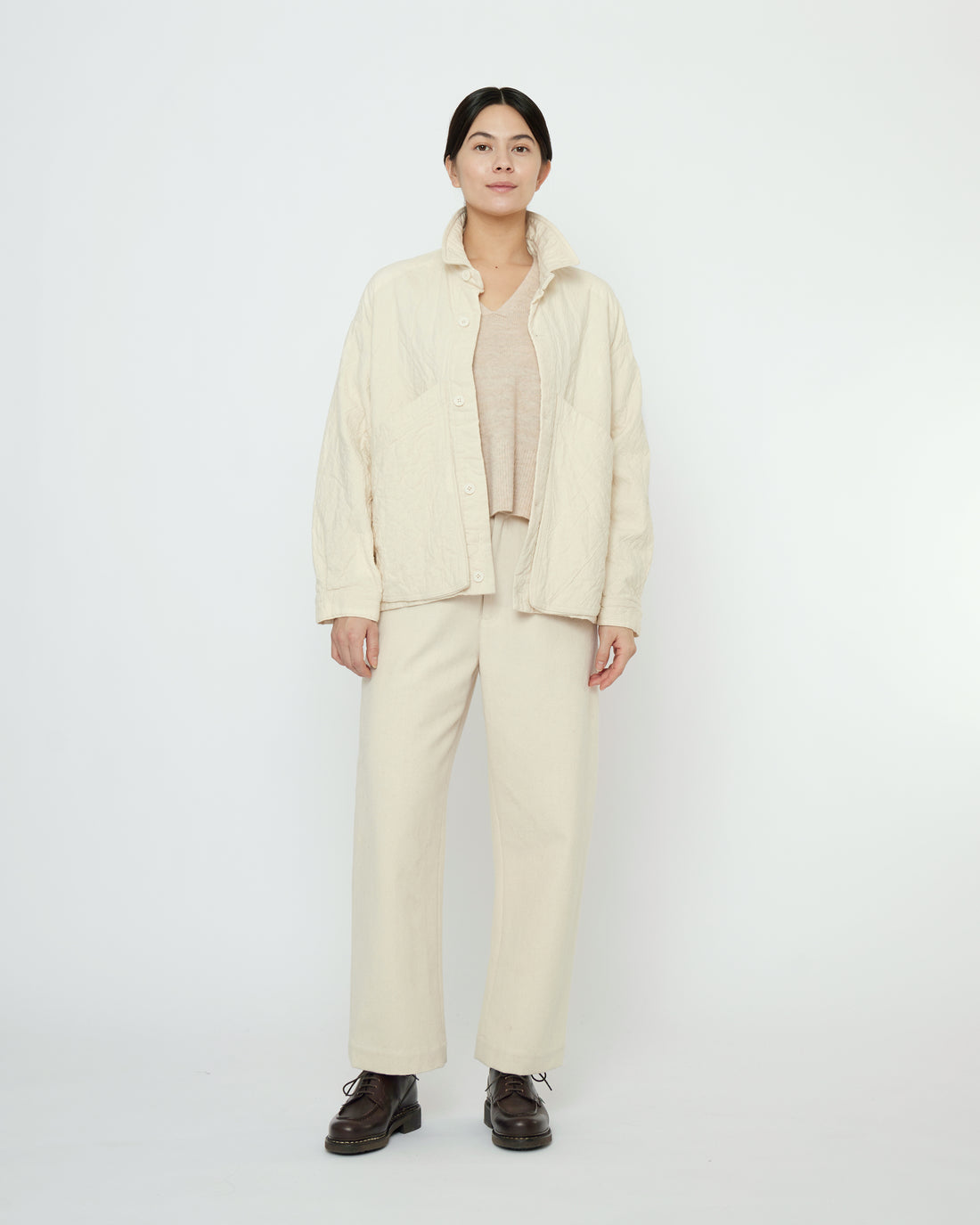 Signature Panel Pockets Shirt Jacket - Textured Edition - Bone