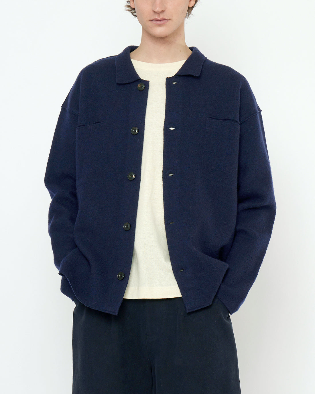 Boiled Wool Shirt Jacket - FW25 - Navy