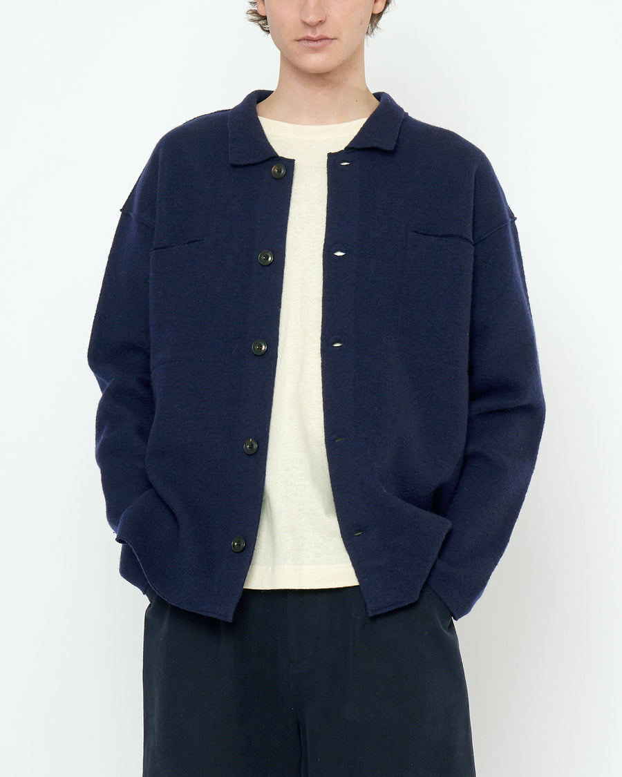 Boiled Wool Shirt Jacket - FW25 - Navy