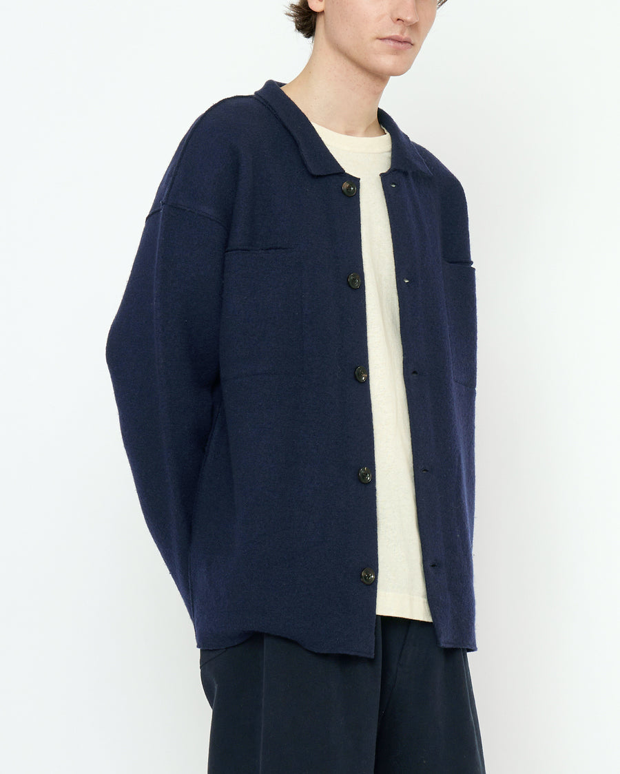 Boiled Wool Shirt Jacket - FW25 - Navy