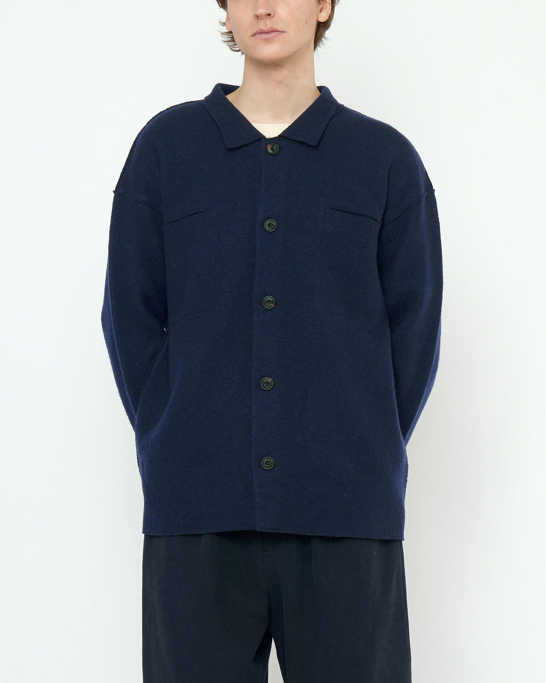 Boiled Wool Shirt Jacket - FW25 - Navy