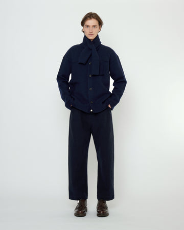 Cross Scarf - Boiled Wool - FW25 - Navy