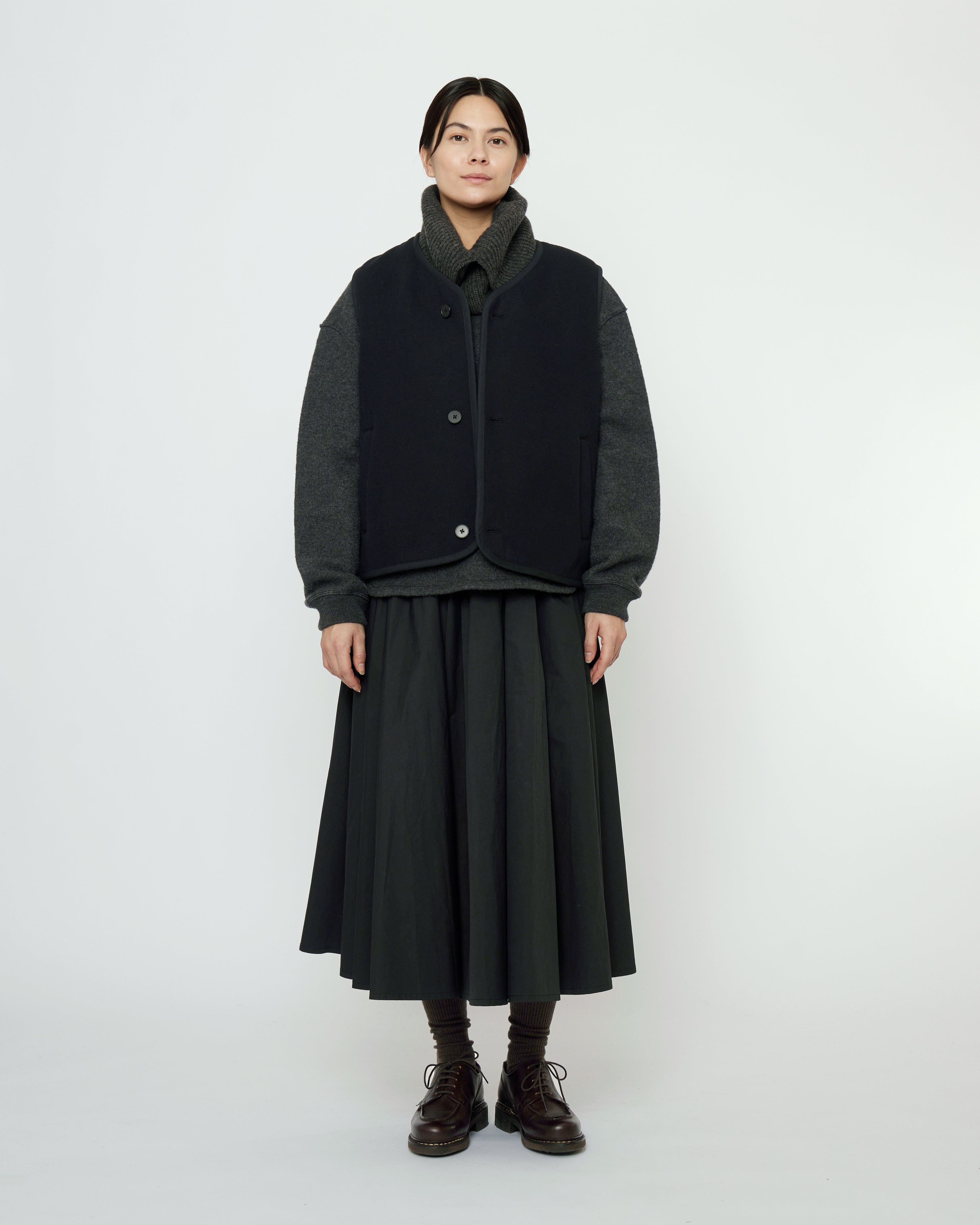 Double Faced Canvas Vest - FW25 - Black