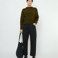 Striped Ribbed Mockneck - FW25 - Topaz Black
