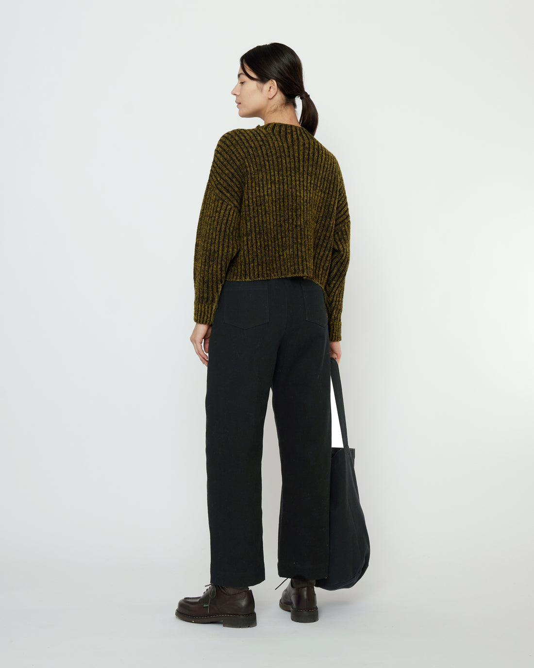 Striped Ribbed Mockneck - FW25 - Topaz Black
