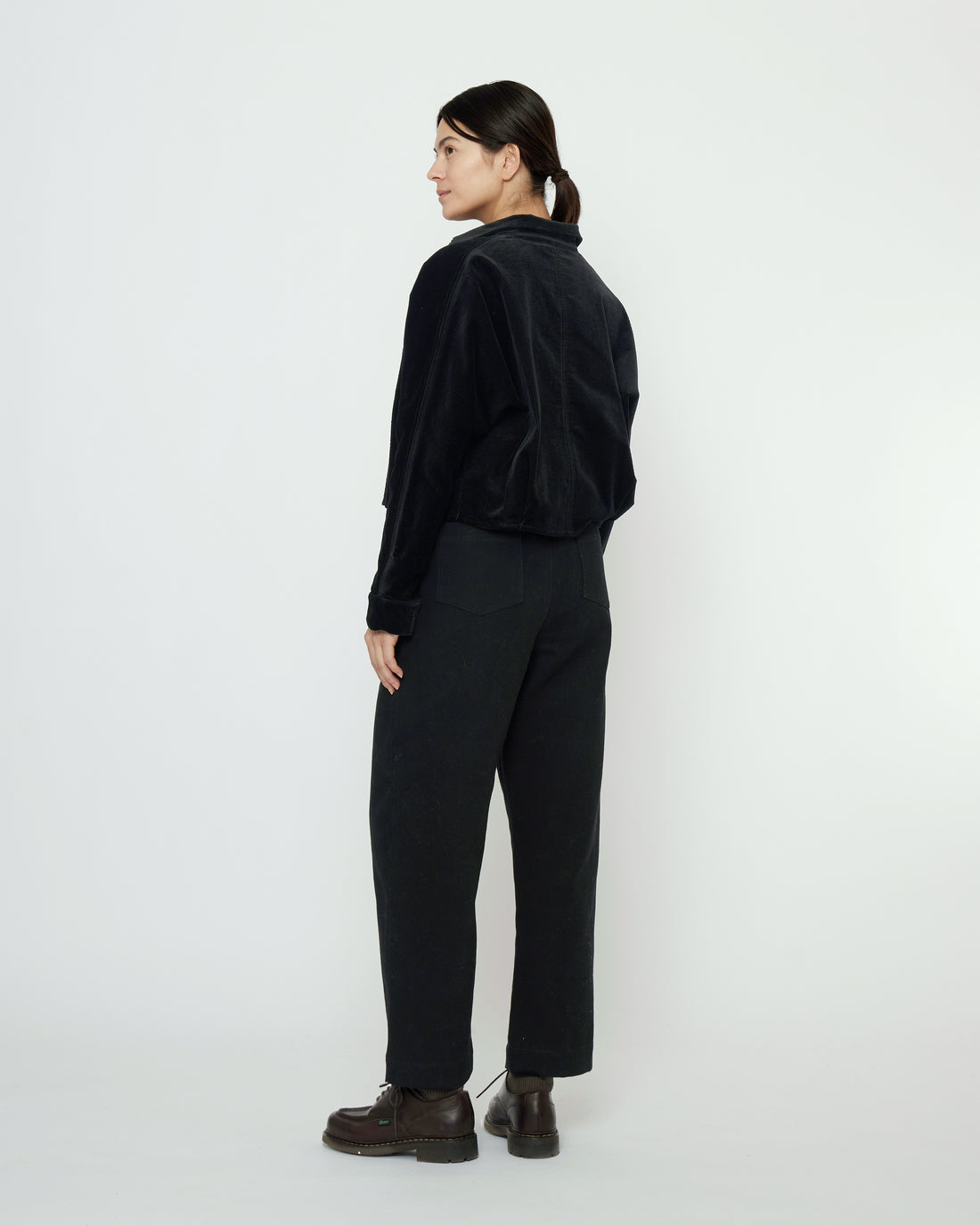 Corduroy 3/4 Cropped Shirt Jacket - FW25 - Black