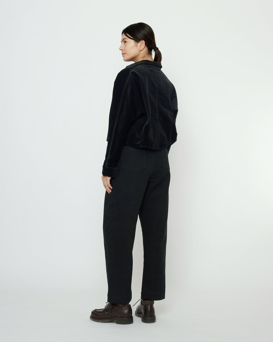 Corduroy 3/4 Cropped Shirt Jacket - FW25 - Black