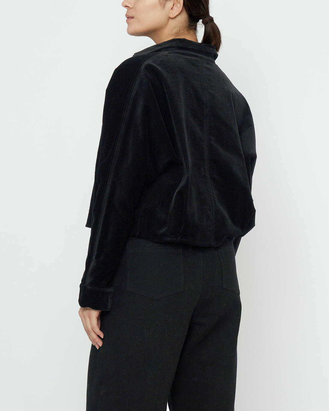 Corduroy 3/4 Cropped Shirt Jacket - FW25 - Black