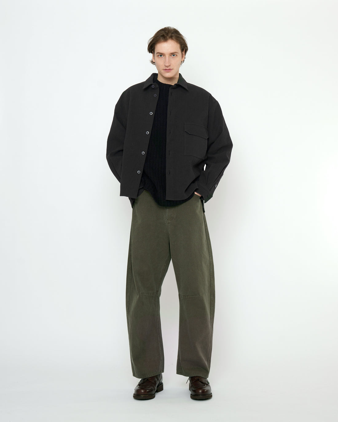 Textured Flat Hem Shirt - FW25 - Black