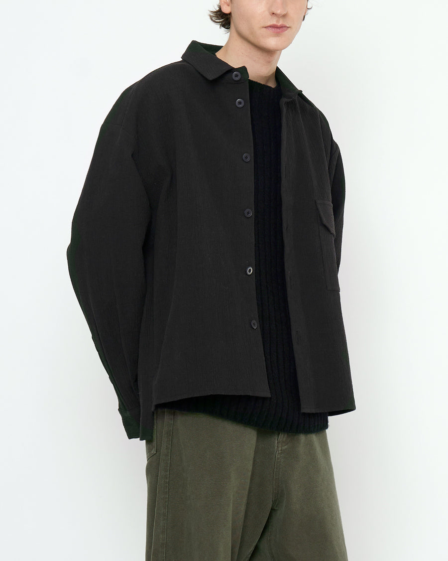 Textured Flat Hem Shirt - FW25 - Black