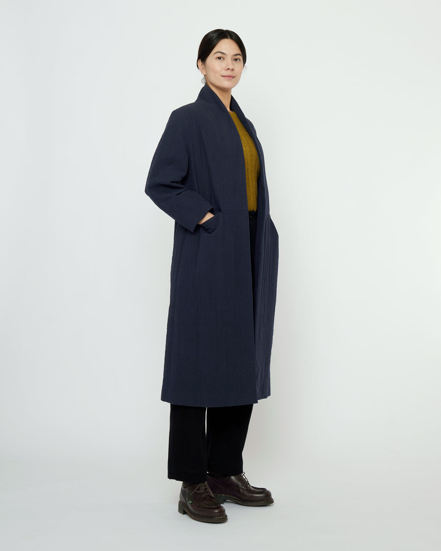 Signature Open Fall Coat - Textured Edition - Navy