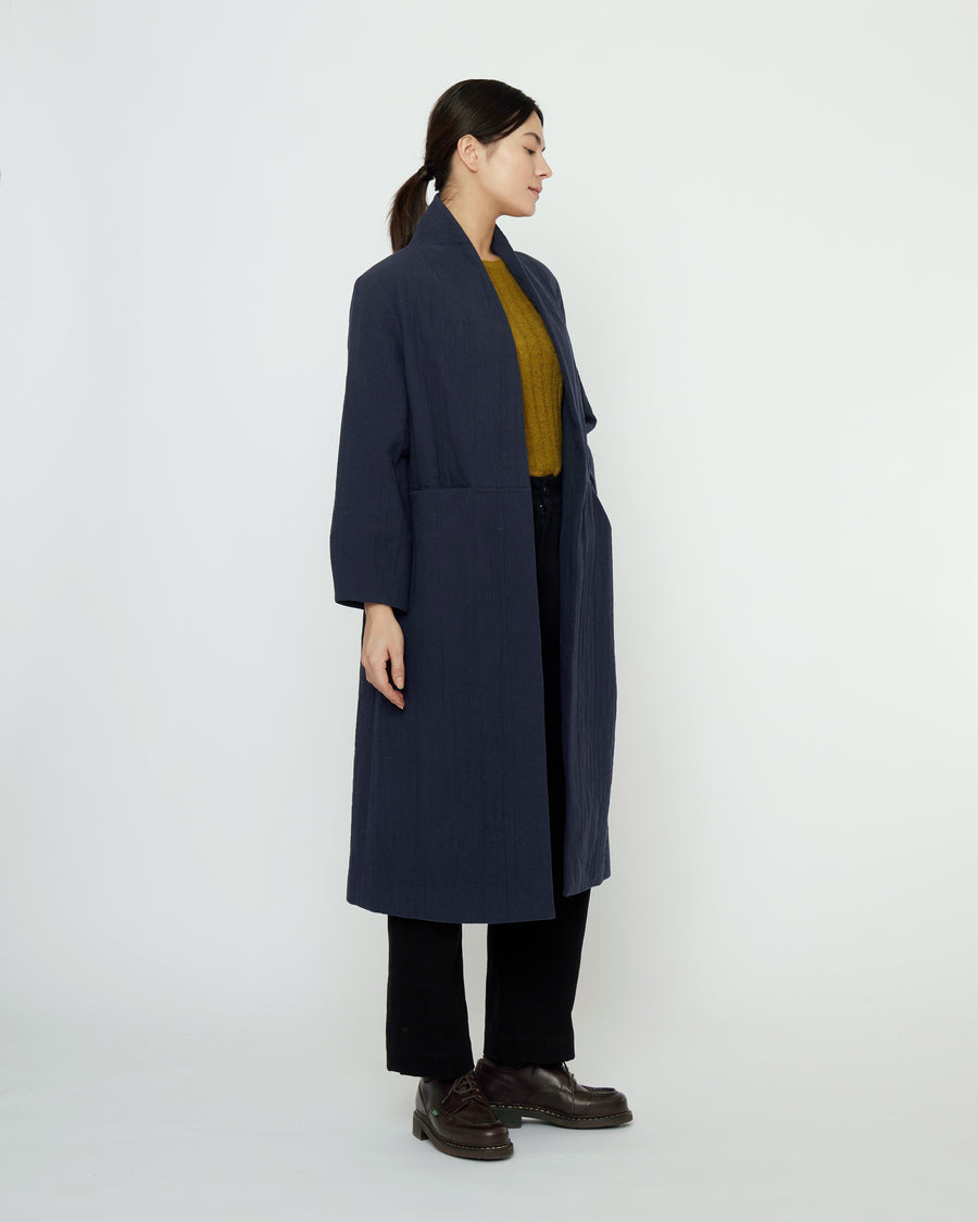 Signature Open Fall Coat - Textured Edition - Navy