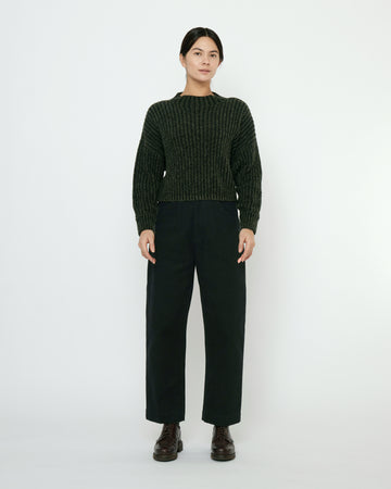 Striped Ribbed Mockneck - FW25 - Gray Black