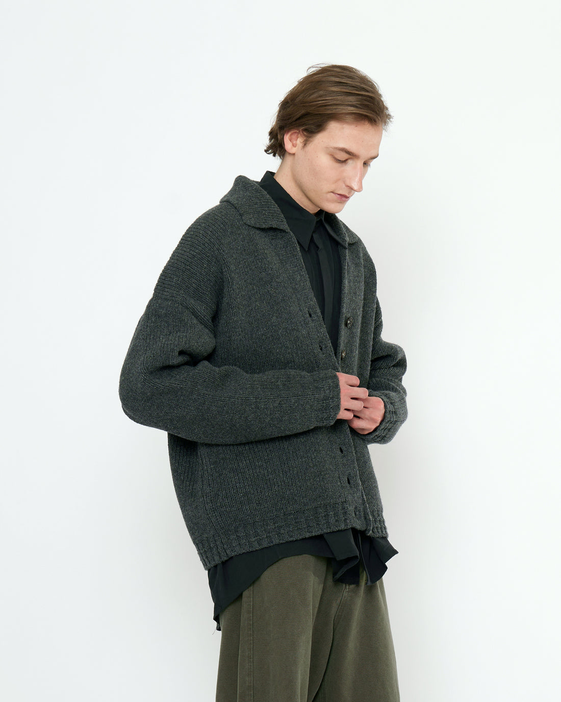 Chunky Collared Cardigan - FW25 - Gray