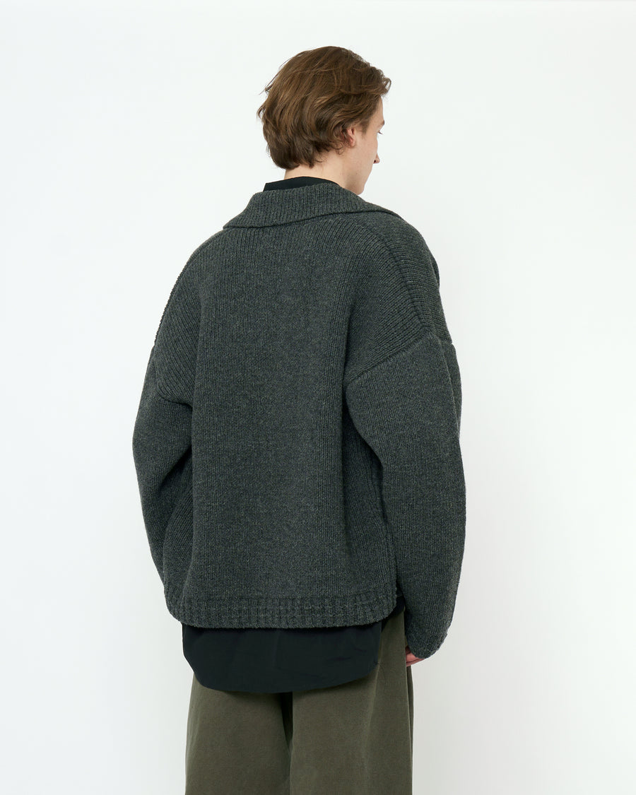 Chunky Collared Cardigan - FW25 - Gray