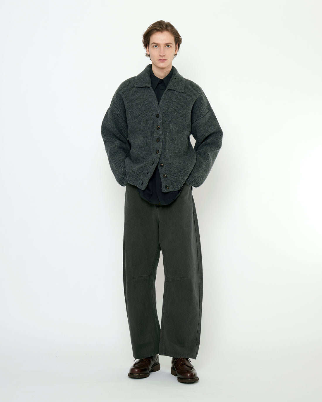 Chunky Collared Cardigan - FW25 - Gray