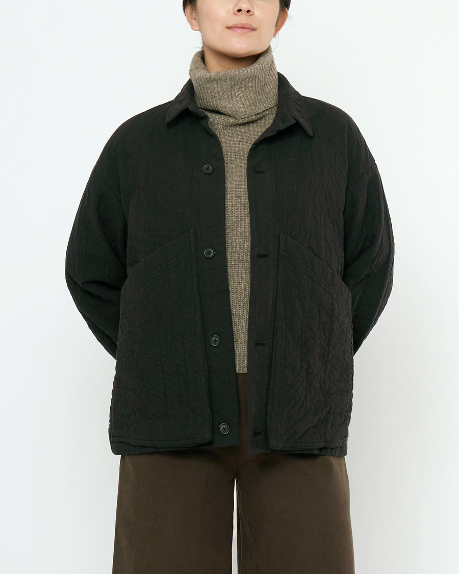 Signature Panel Pockets Shirt Jacket - Textured Edition - Black