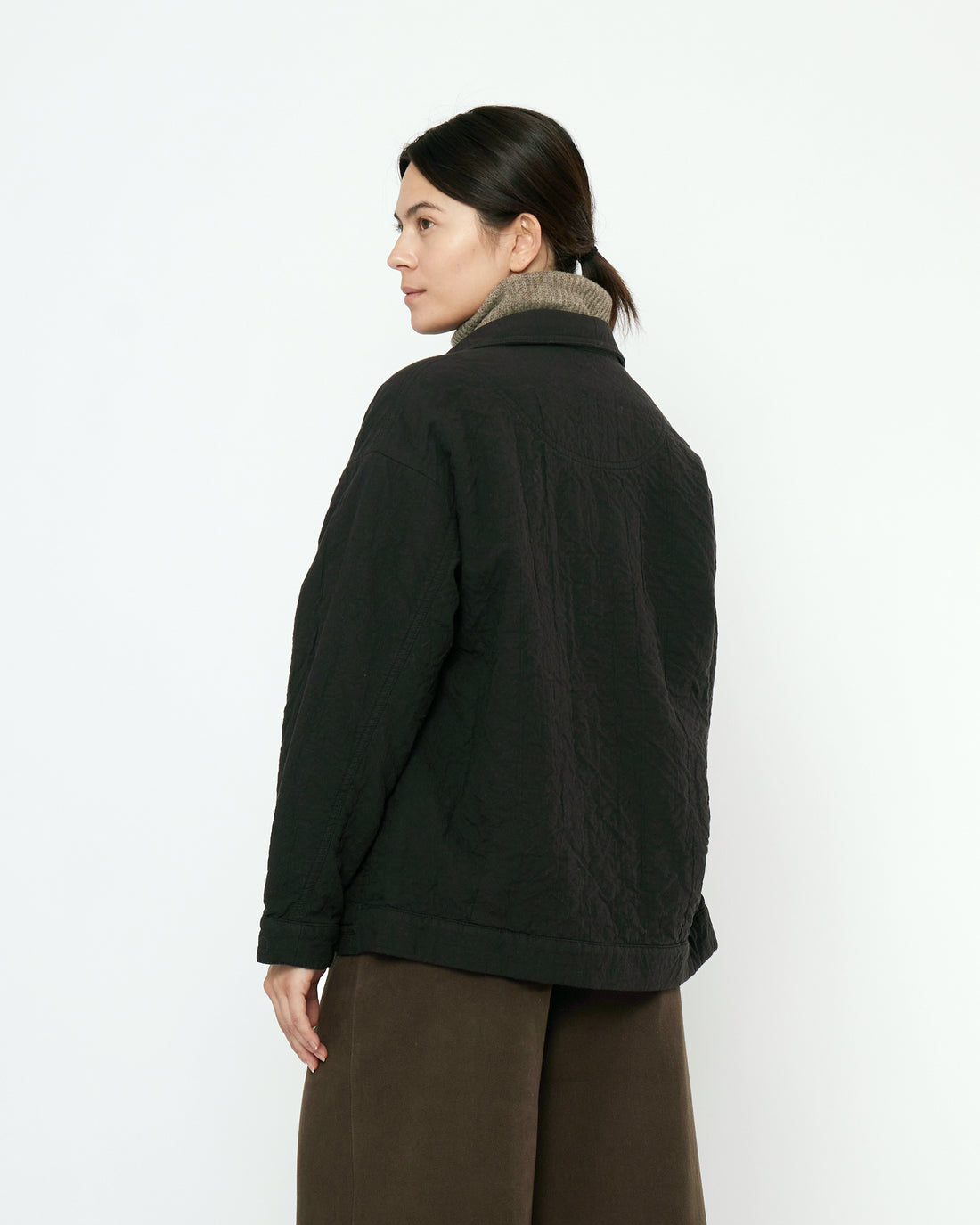 Signature Panel Pockets Shirt Jacket - Textured Edition - Black