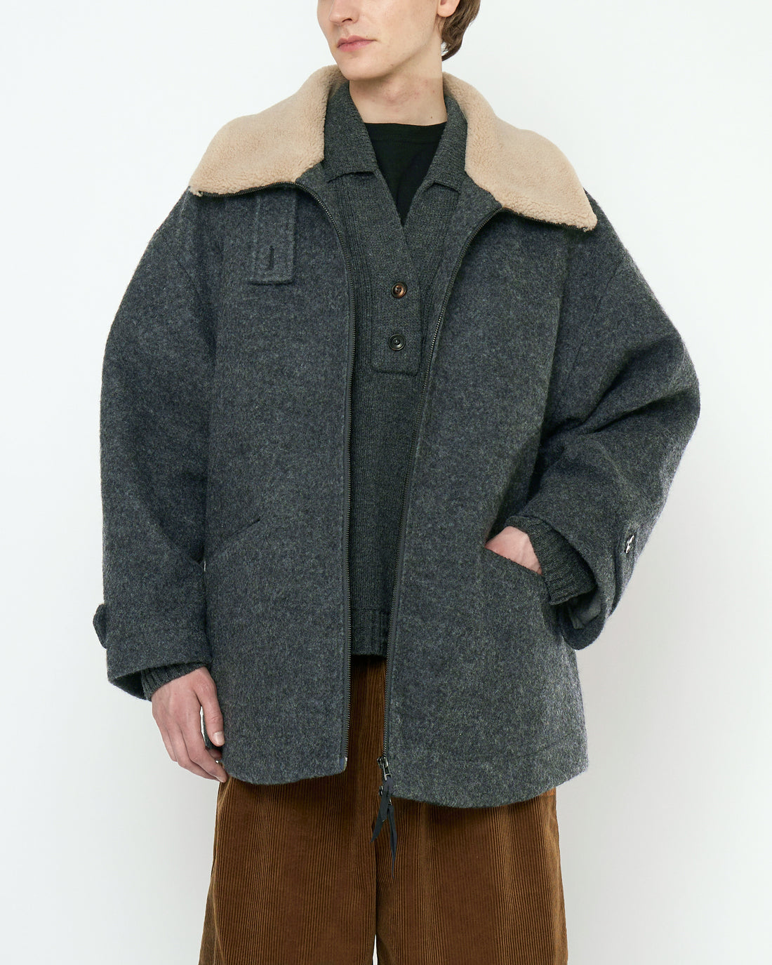 Blouson Short Coat - FW25 - Heather Gray