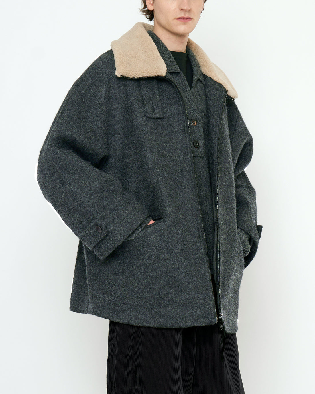 Blouson Short Coat - FW25 - Heather Gray