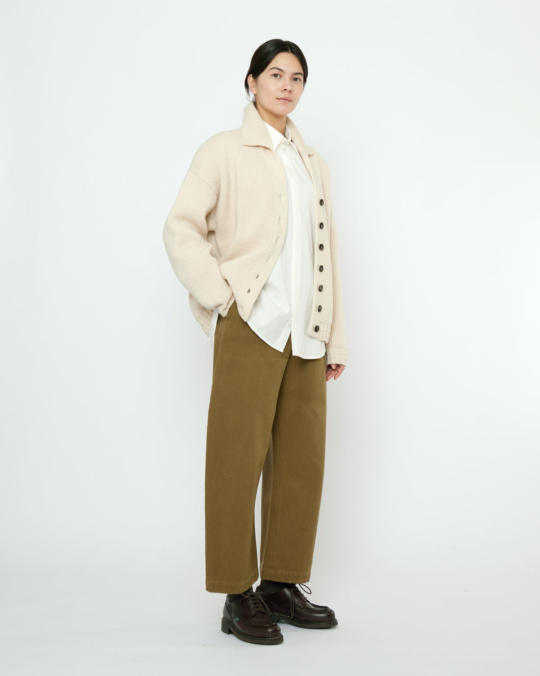 Chunky Collared Cardigan - FW25 - Antique White