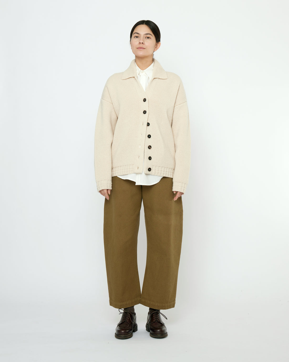 Chunky Collared Cardigan - FW25 - Antique White