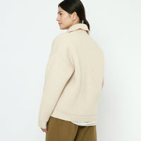 Chunky Collared Cardigan - FW25 - Antique White