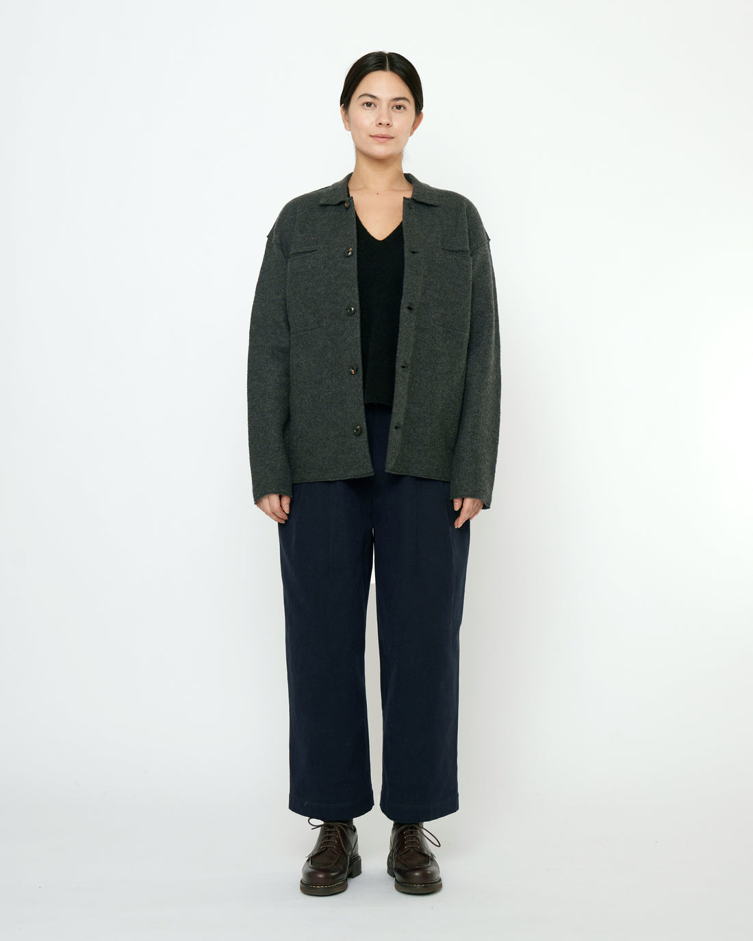 Boiled Wool Shirt Jacket - FW25 - Charcoal
