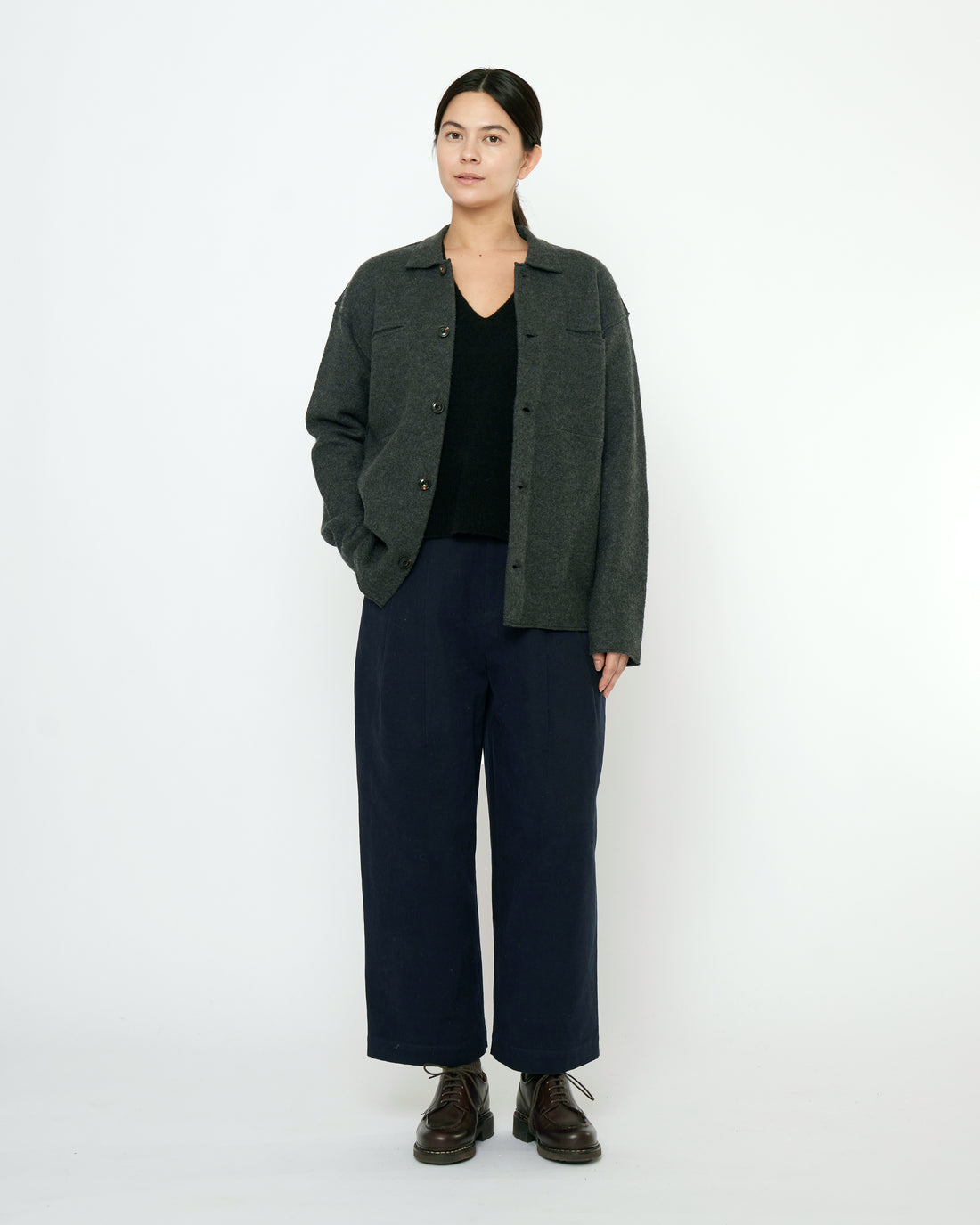Boiled Wool Shirt Jacket - FW25 - Charcoal
