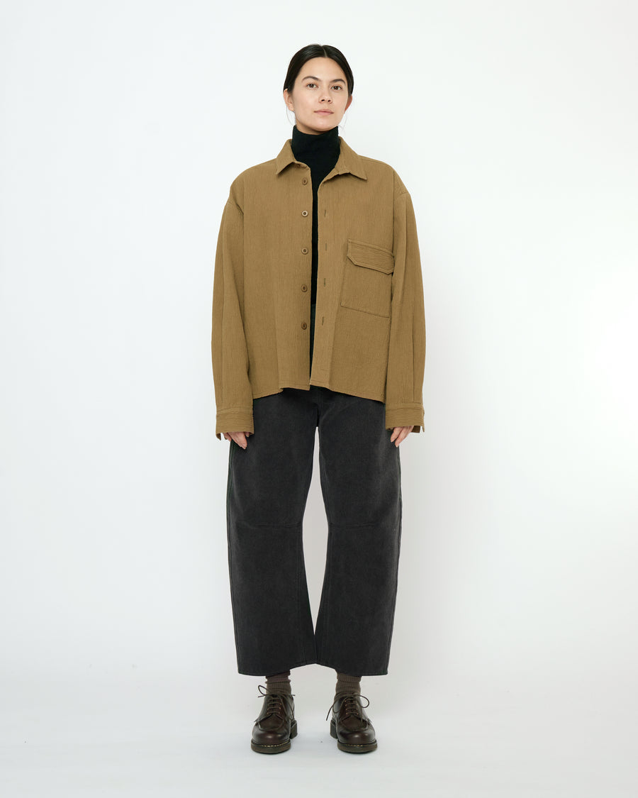 Textured Flat Hem Shirt - FW25 - Kelp