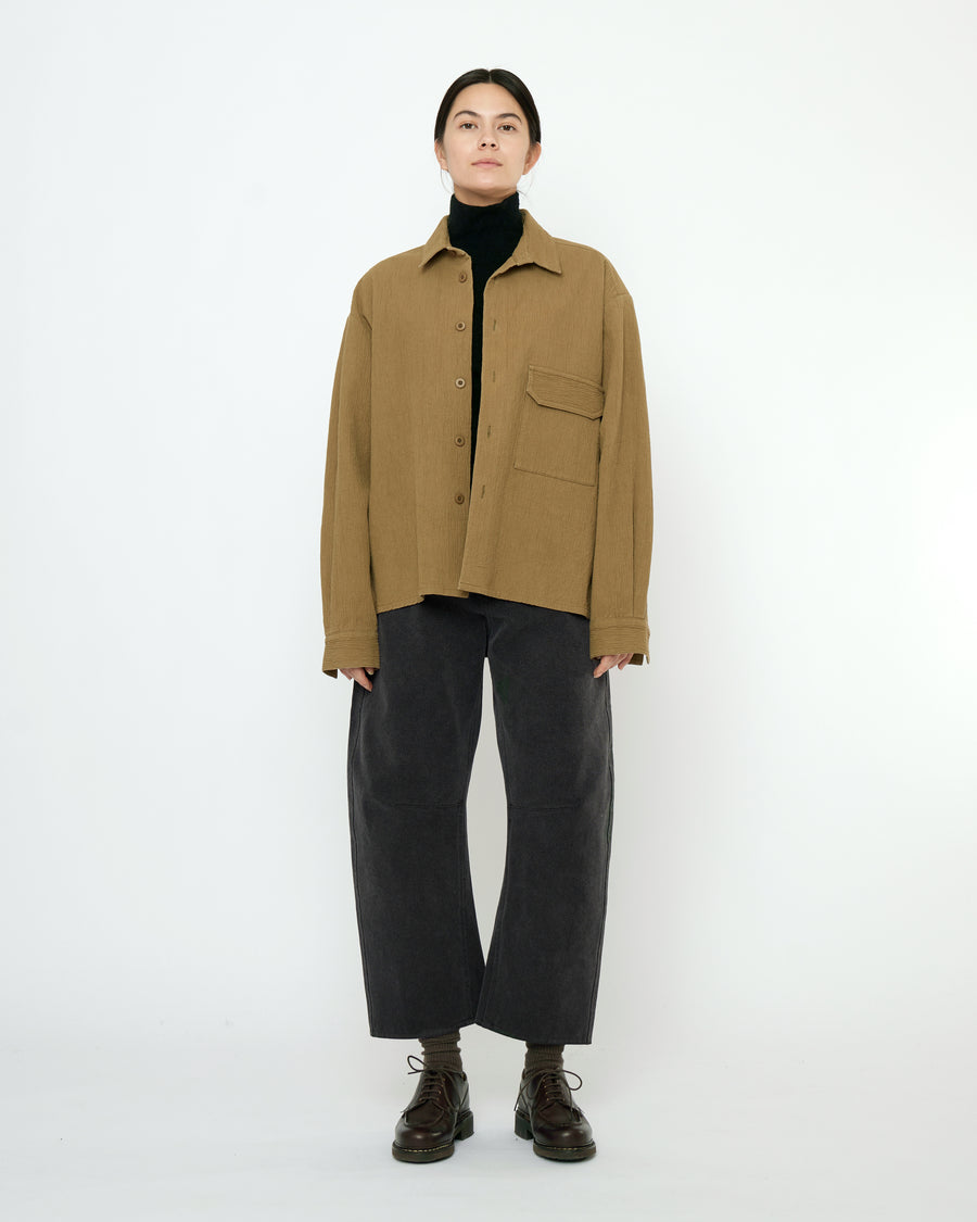 Textured Flat Hem Shirt - FW25 - Kelp