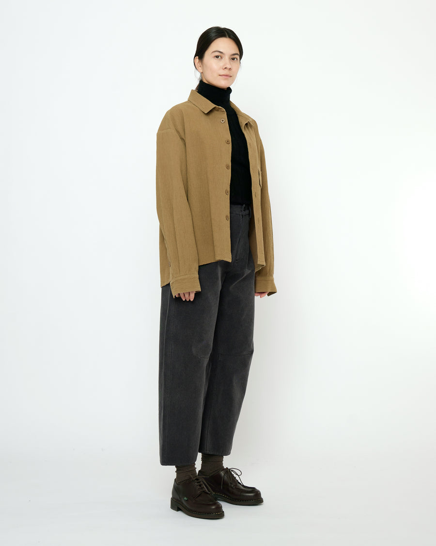 Textured Flat Hem Shirt - FW25 - Kelp
