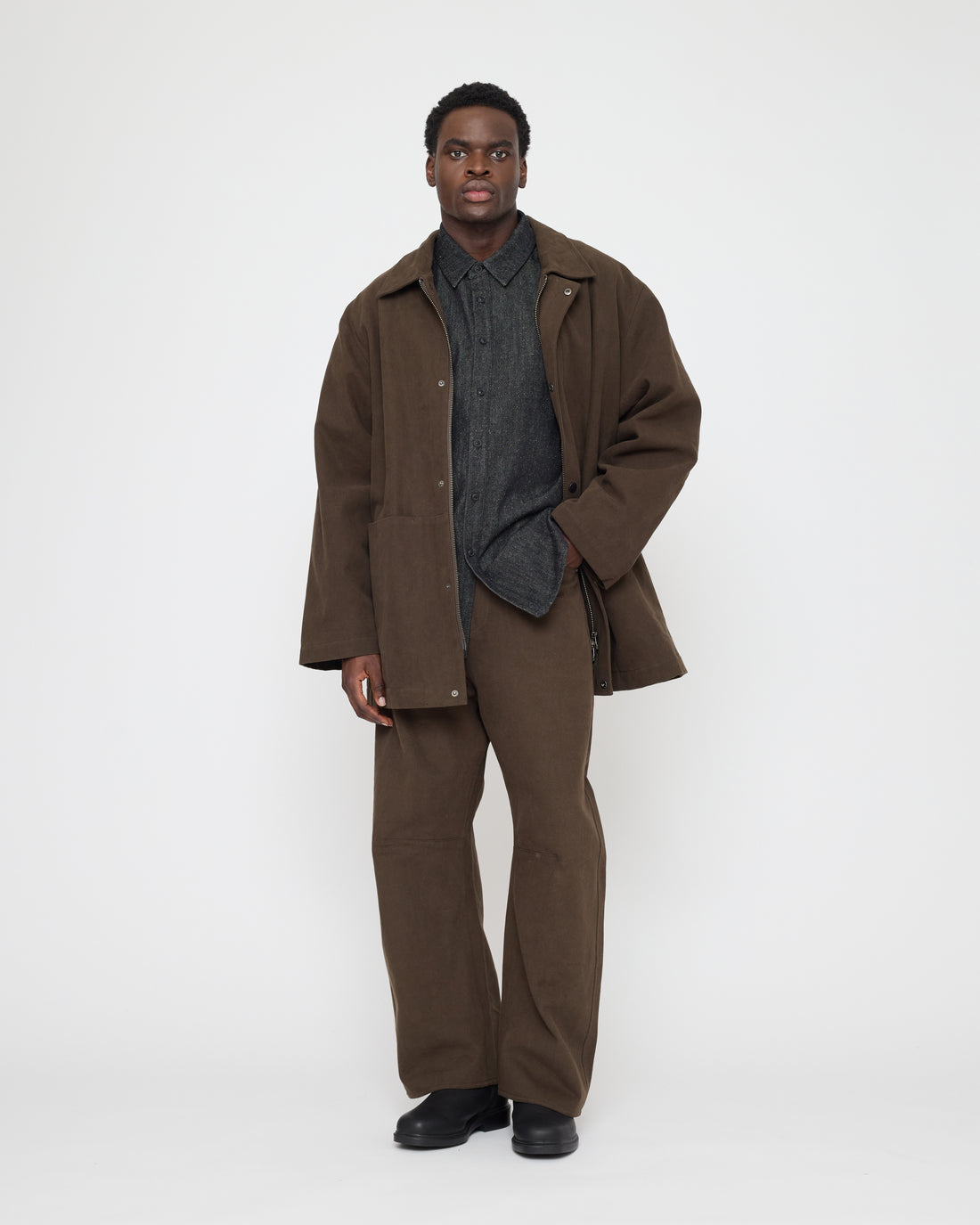 Mid-Length Chore Coat - FW26 - Taupe Brown