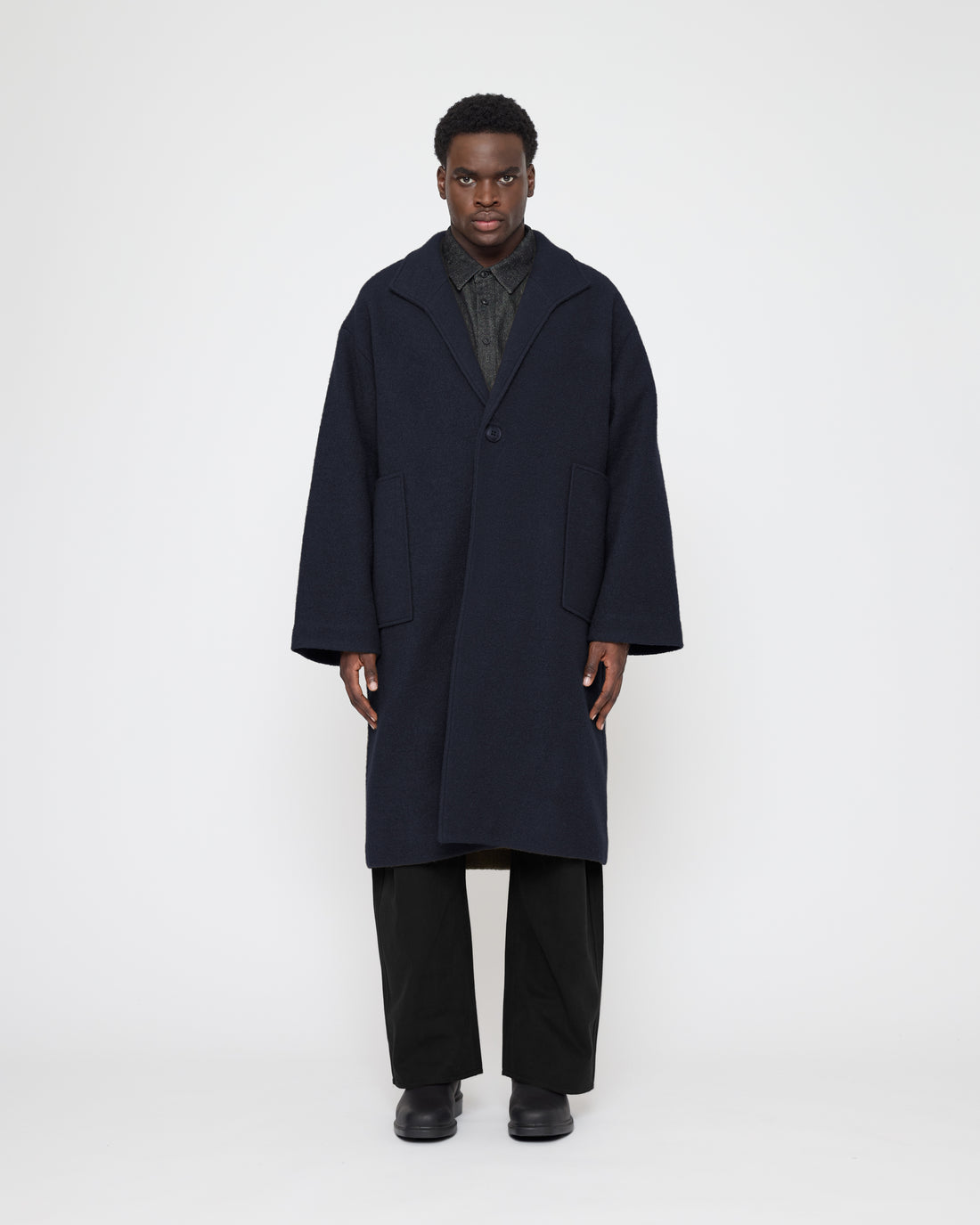 Lapel Wool Coat - FW26 - Navy