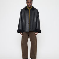 Faux Leather Shearling Jacket - FW26 - Black