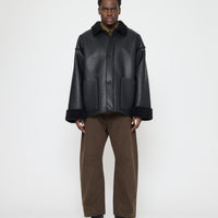 Faux Leather Shearling Jacket - FW26 - Black