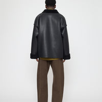 Faux Leather Shearling Jacket - FW26 - Black