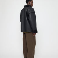 Faux Leather Shearling Jacket - FW26 - Black