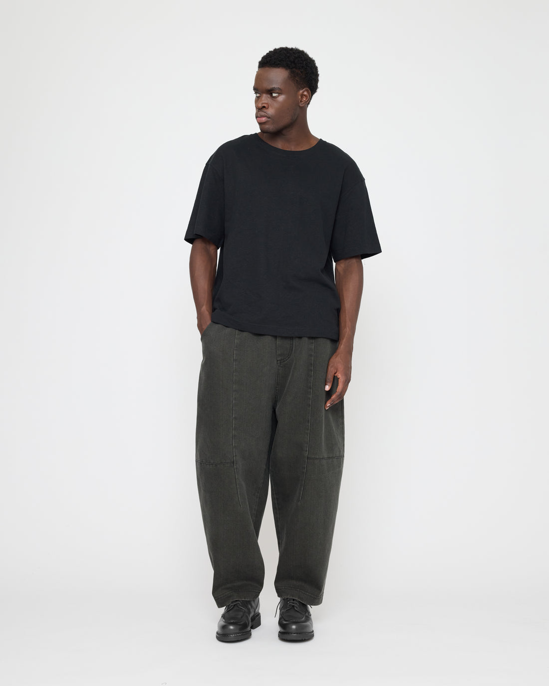 Elastic Panel Barrel Trouser - FW26 - Washed Black