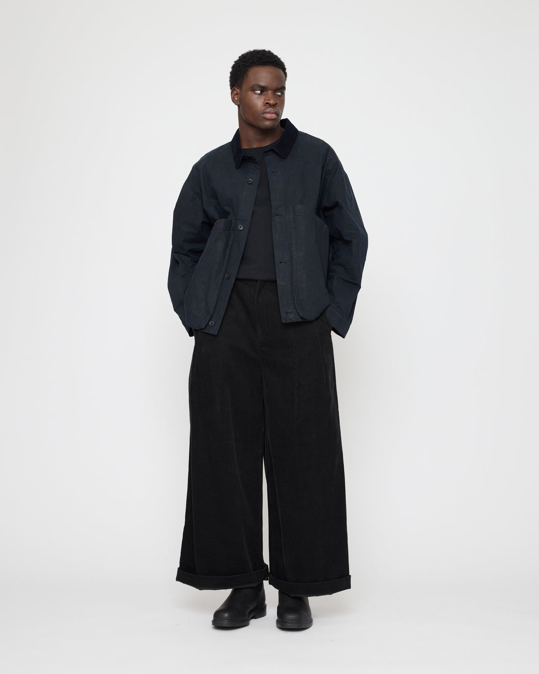 Panel Pockets Shirt Jacket - Waxed Edition - FW26 - Navy Black