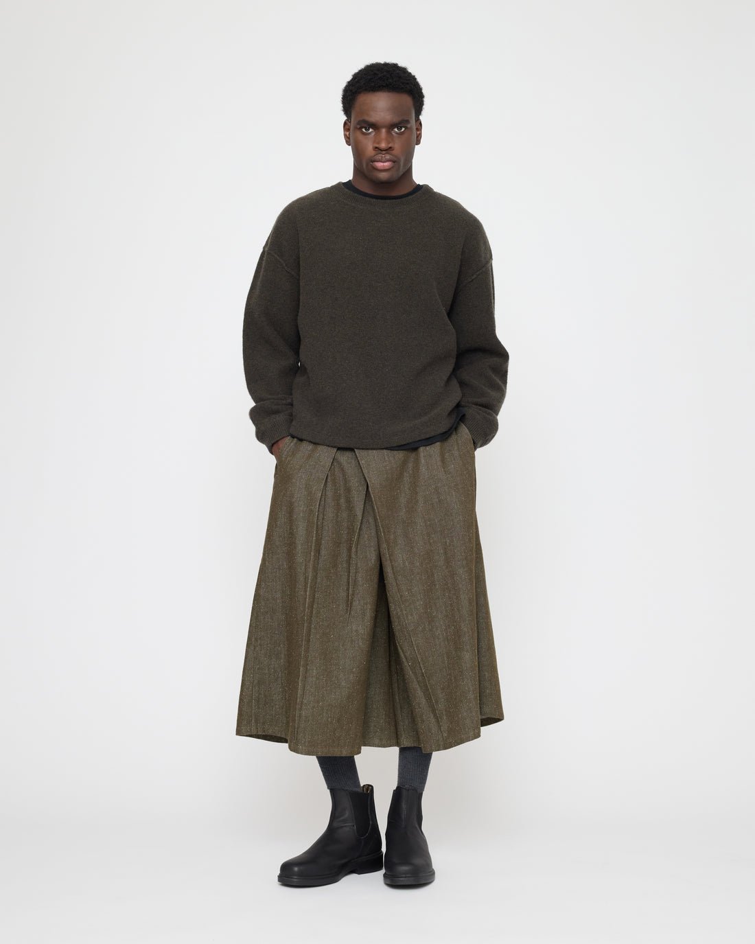 Pleated Culotte - Soft Denim Edition - FW26 - Olive